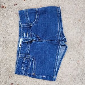 So Dark wash double button fly Jean Shorts 7 Juniors Summer Denim